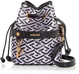 Versace La Greca Signature Glitter Print Bucket Bag Handbags 